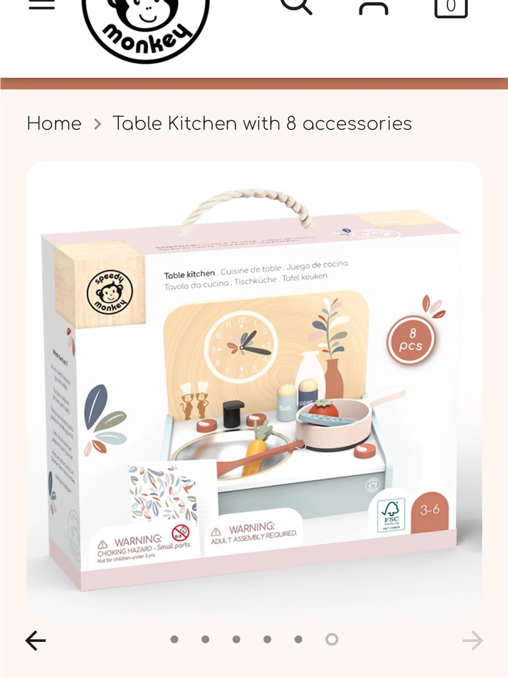 Speedy Monkey Wooden Tabletop Play Kitchen‎ Set 8 Accessories Pink Blue SM1001